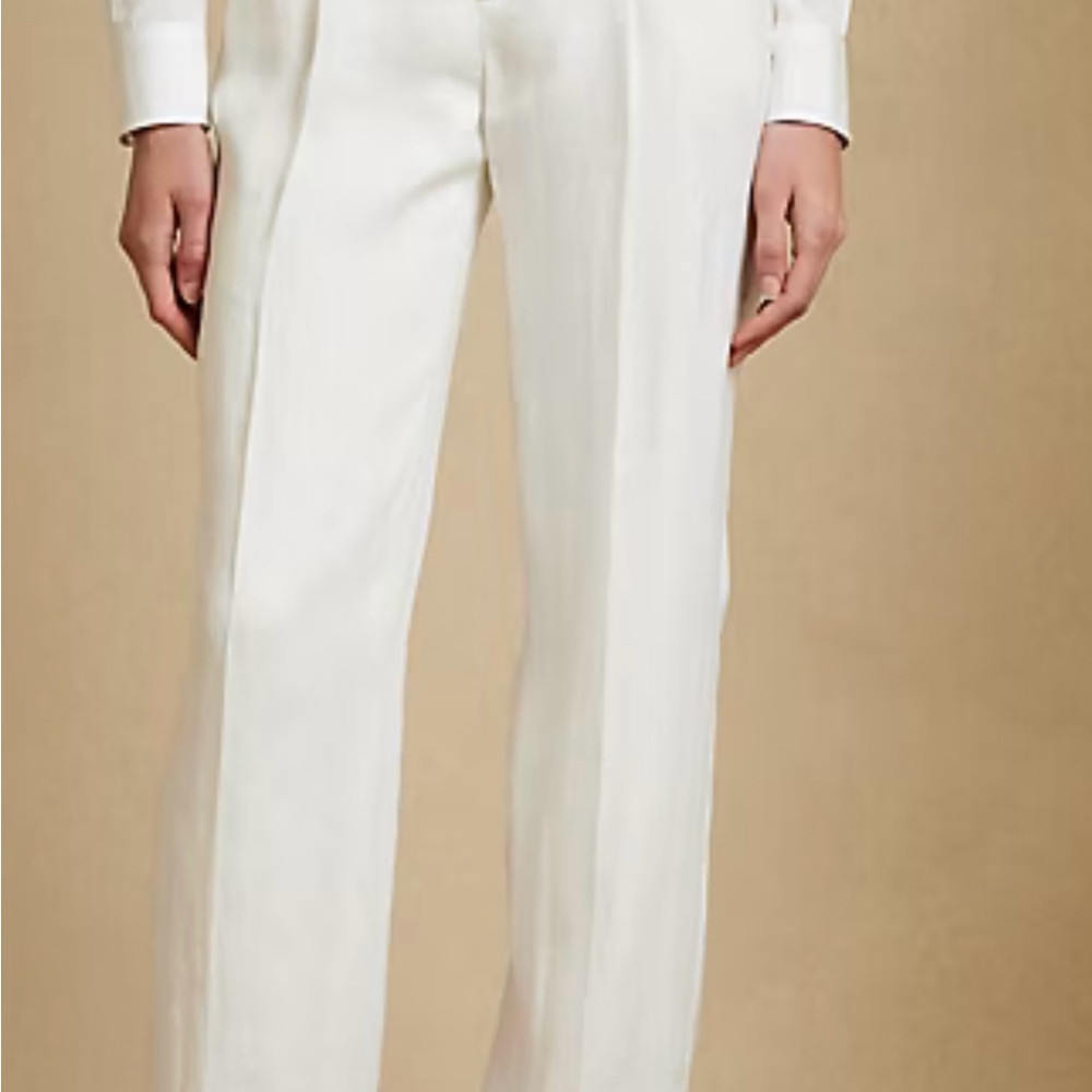 Ralph Lauren Purple Label collection women's Stamford Pleated 100% Linen Pant - Picture 2 of 16